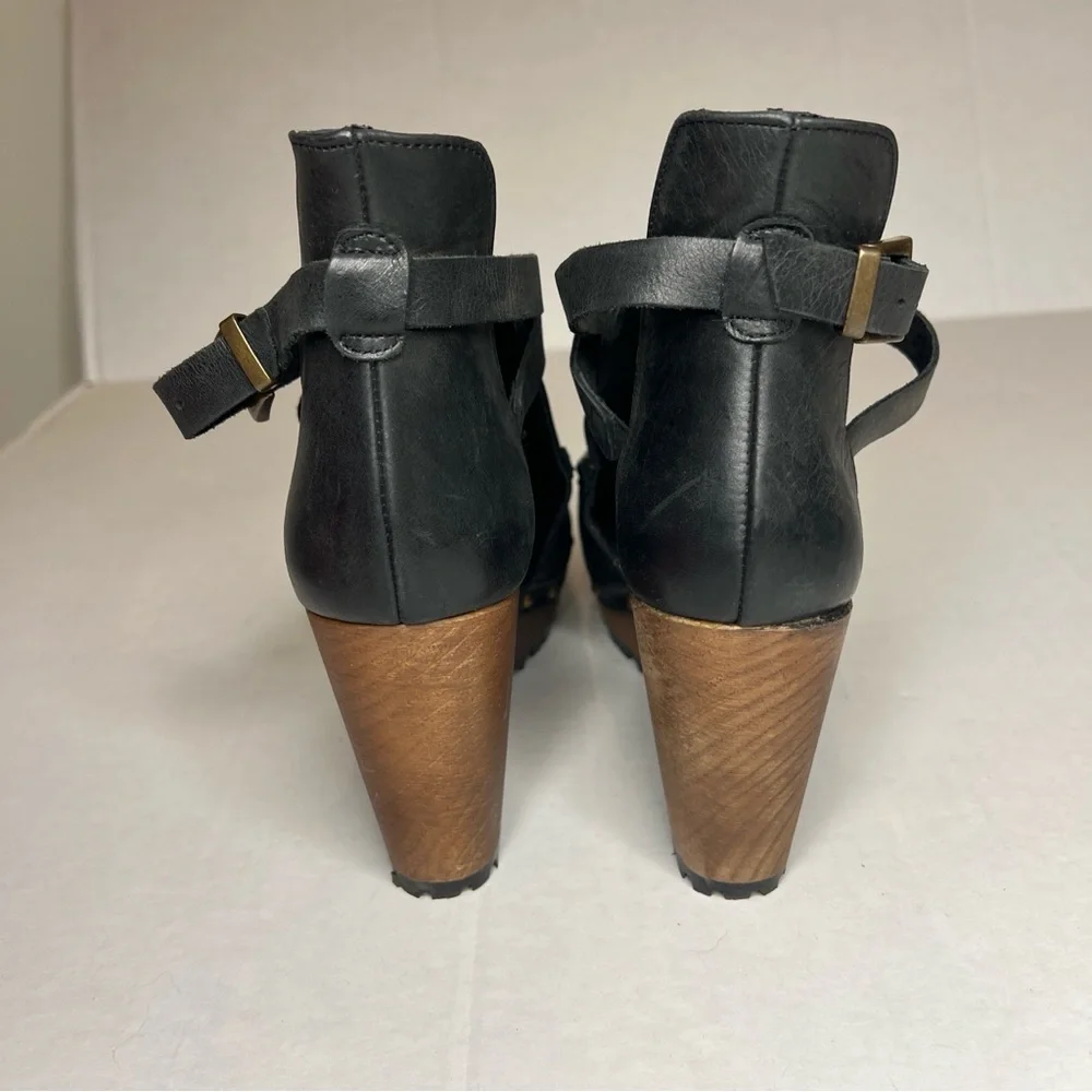 Free People Black Leather Salida Clog Wedges 8.5 - Picture 5 of 15